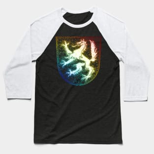 Low Poly Coat of Arms Transparent Gradient Rainbow Baseball T-Shirt